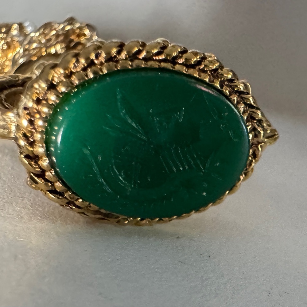 Kenneth Jay Lane RARE Victorian Revival Glass Intaglio Fob Charm Trio Necklace - Picture 8 of 10